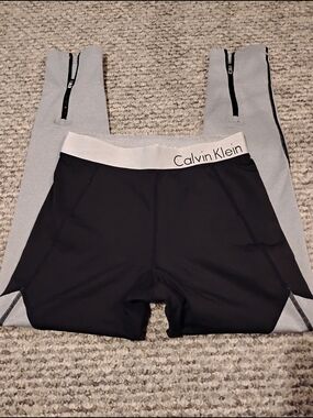 Calvin Klein Black Performance Leggings with White Logo Waistband